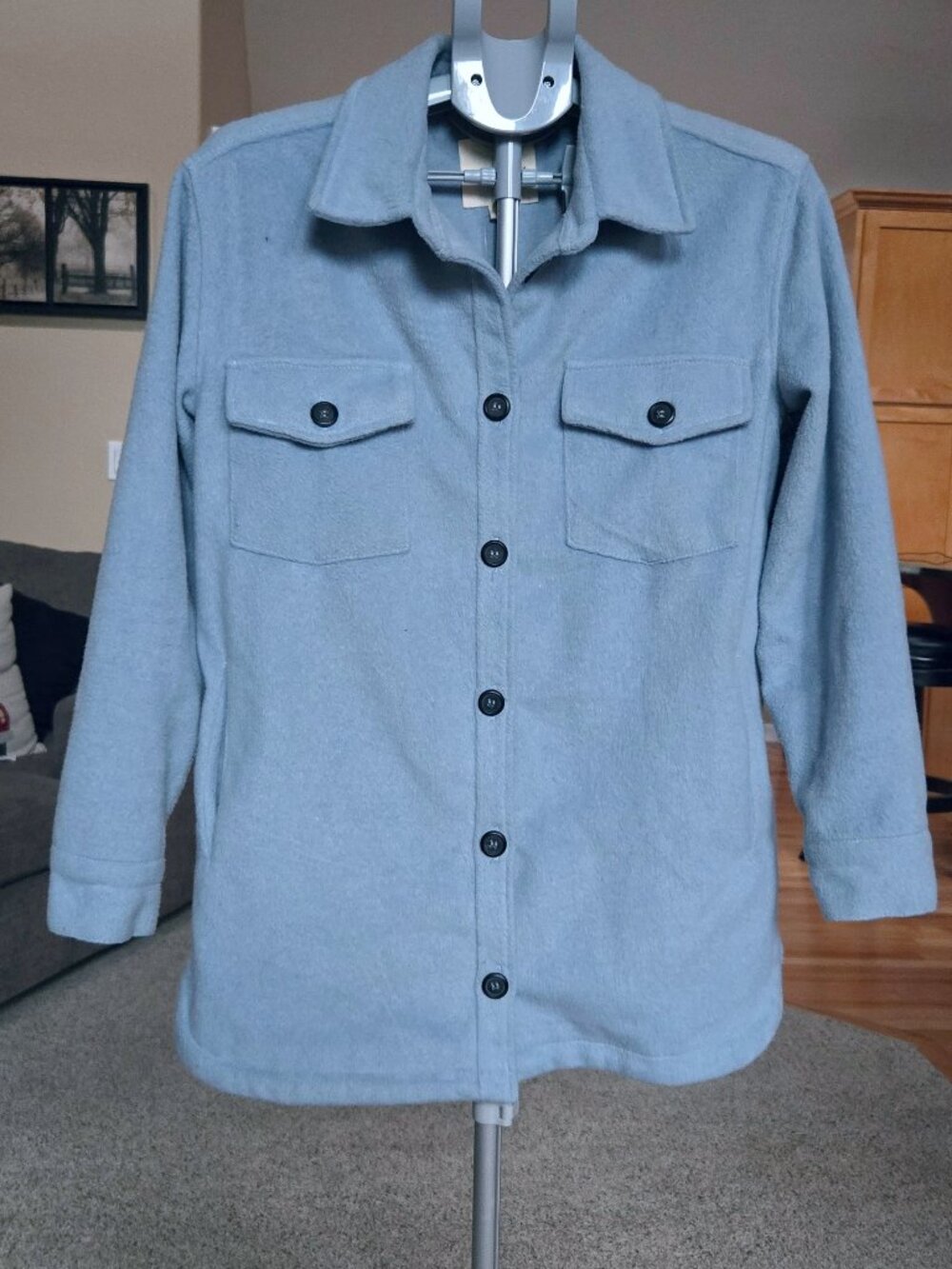 Thread & Supply sz small blue / lined button front long sleeve shacket / jacket